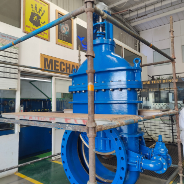 Refurbished DN1000 metal seated gate valve reinstalled at Wadi Wurraya and Wadi Safad dams in Fujairah after long-term inactivity