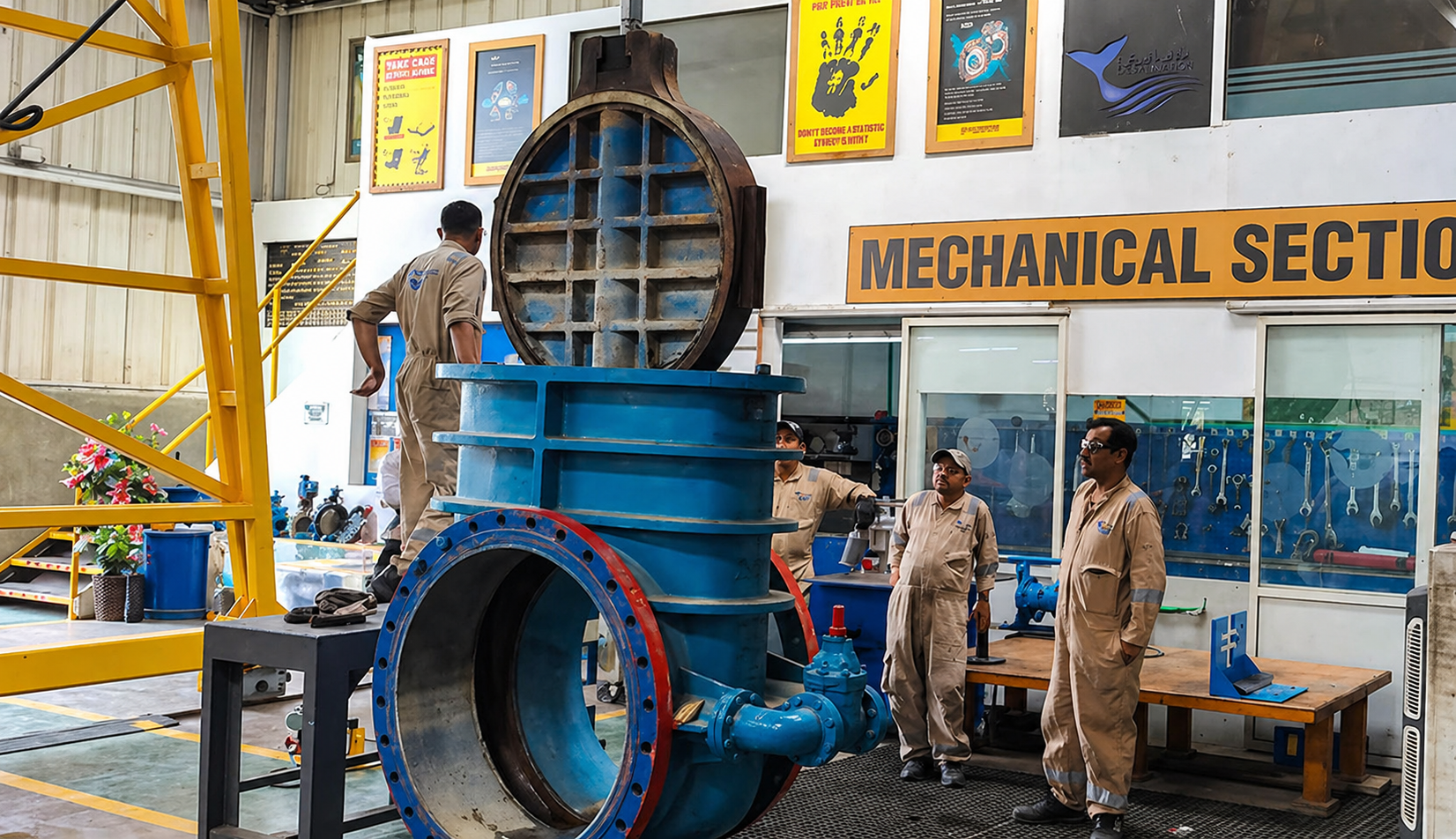 Refurbished DN1000 metal seated gate valve reinstalled at Wadi Wurraya and Wadi Safad dams in Fujairah after long-term inactivity
