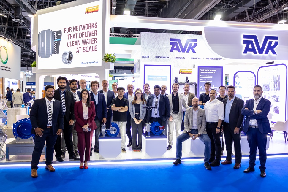 AVK water and wastewater products on display at WETEX 2025, featuring smart control valves and pipeline solutions 